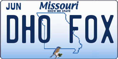MO license plate DH0F0X