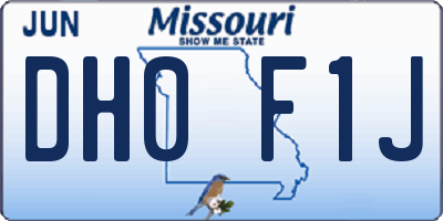 MO license plate DH0F1J