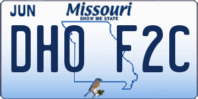 MO license plate DH0F2C