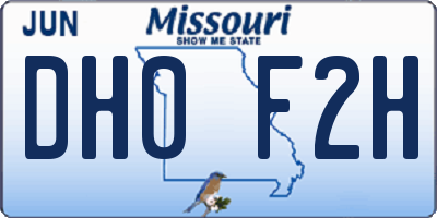 MO license plate DH0F2H