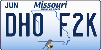MO license plate DH0F2K