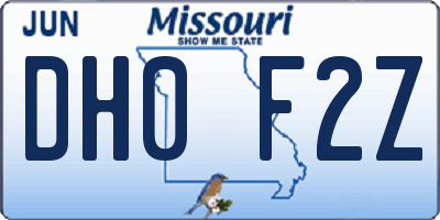 MO license plate DH0F2Z