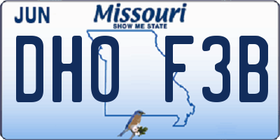 MO license plate DH0F3B