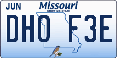 MO license plate DH0F3E