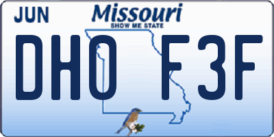 MO license plate DH0F3F