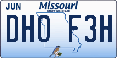 MO license plate DH0F3H
