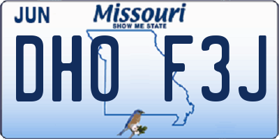 MO license plate DH0F3J