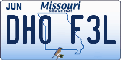 MO license plate DH0F3L