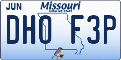 MO license plate DH0F3P