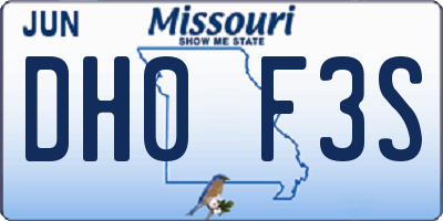 MO license plate DH0F3S