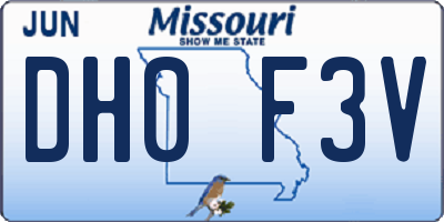 MO license plate DH0F3V