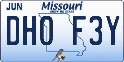 MO license plate DH0F3Y
