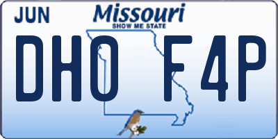 MO license plate DH0F4P