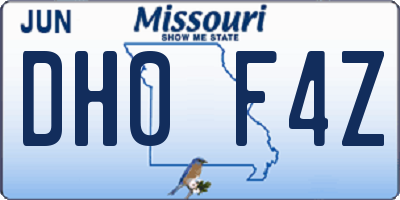 MO license plate DH0F4Z