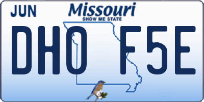 MO license plate DH0F5E