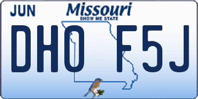 MO license plate DH0F5J