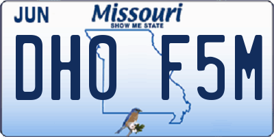 MO license plate DH0F5M