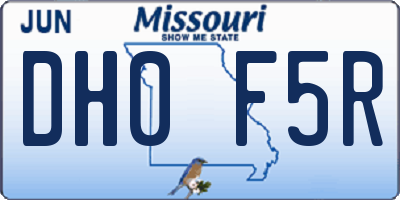 MO license plate DH0F5R
