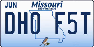 MO license plate DH0F5T