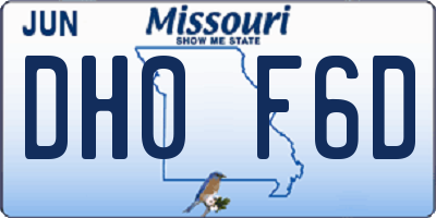 MO license plate DH0F6D