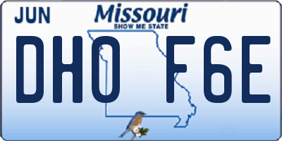 MO license plate DH0F6E