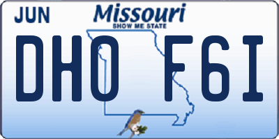 MO license plate DH0F6I