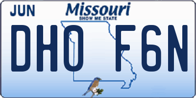 MO license plate DH0F6N
