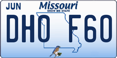 MO license plate DH0F6O