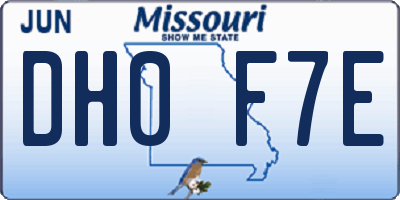 MO license plate DH0F7E