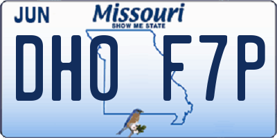 MO license plate DH0F7P
