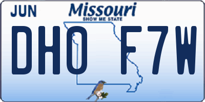 MO license plate DH0F7W