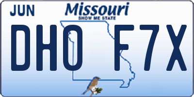 MO license plate DH0F7X