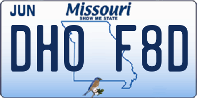 MO license plate DH0F8D