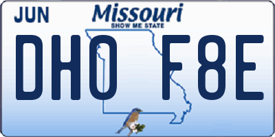 MO license plate DH0F8E