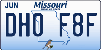 MO license plate DH0F8F