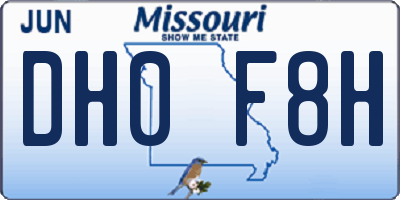 MO license plate DH0F8H