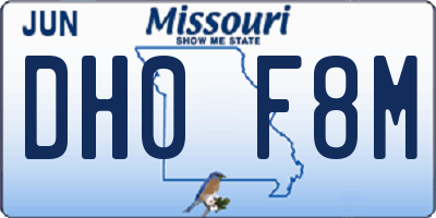 MO license plate DH0F8M