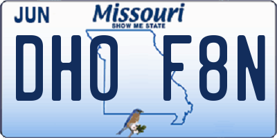 MO license plate DH0F8N