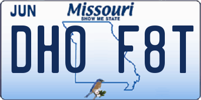MO license plate DH0F8T