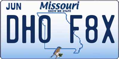 MO license plate DH0F8X
