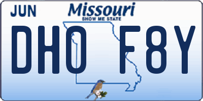 MO license plate DH0F8Y