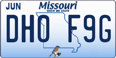 MO license plate DH0F9G
