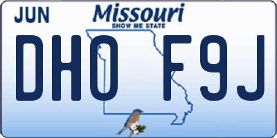 MO license plate DH0F9J