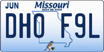 MO license plate DH0F9L