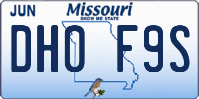 MO license plate DH0F9S