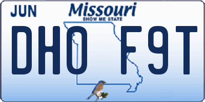 MO license plate DH0F9T