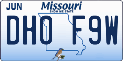 MO license plate DH0F9W
