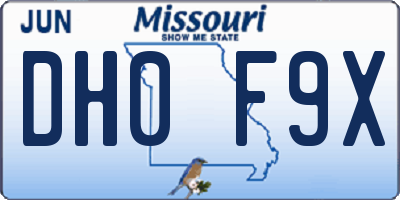 MO license plate DH0F9X