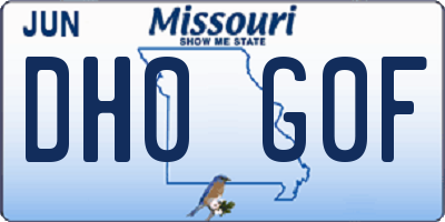 MO license plate DH0G0F