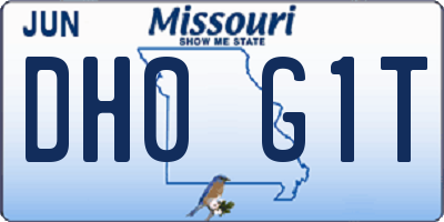 MO license plate DH0G1T